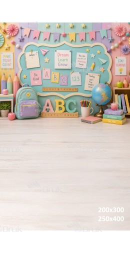 Tło fotograficzne „Pastelowa klasa ABC – dziecięca edukacyjna aranżacja” | 4179